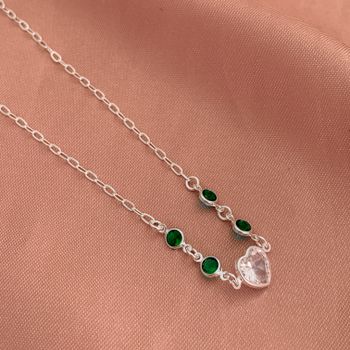 Choker Coração Cristal e Zirconia Redonda Verde 2,... - Roanne Jóias