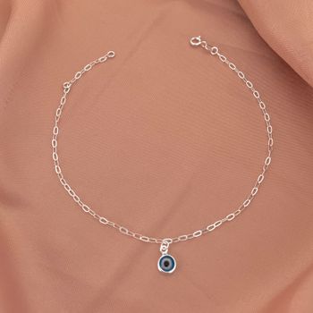 Tornozeleira Pingente Olho Grego Prata 925 - 12345... - Roanne Jóias