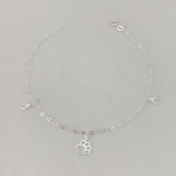 Tornozeleira Prata Legítima Pingente Pata Vazada e... - Roanne Jóias