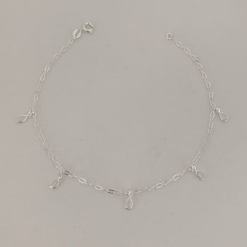 Tornozeleira Prata Legítima 925 Pingentes Gota Zir... - Roanne Jóias