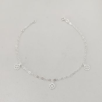 Tornozeleira Prata legítima 925 Pingentes Trevos V... - Roanne Jóias