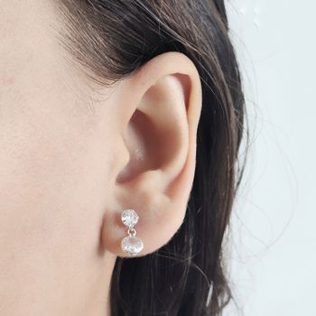 Brinco Prata Legítima 925 Solitario 5mm e Pingente... - Roanne Jóias