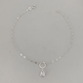 Tornozeleira Prata Legítima 925 Pingente Circulo e... - Roanne Jóias