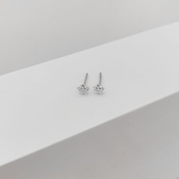 Brinco Estrela Zirconia Cristal 4x4mm Prata 925 - ... - Roanne Jóias