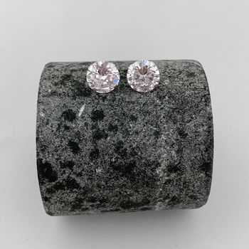 Brinco Solitario Zirconia 10mm Prata 925 - 1234568... - Roanne Jóias
