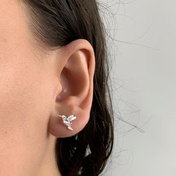 Brinco Prata Legitima 925 Beija Flor com Zirconia ... - Roanne Jóias