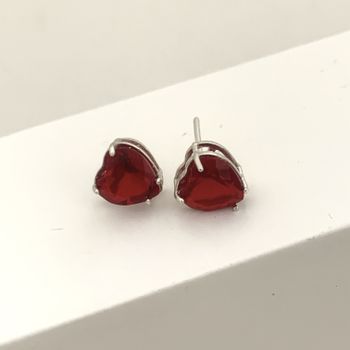 Brinco Prata Legítima 925 Zircônia Coração Vermelh... - Roanne Jóias