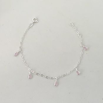 Pulseira Prata Legítima 925 com 5 Gotas de Zirconi... - Roanne Jóias