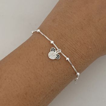 Pulseira Prata Legítima Infantil Bolinha com Pinge... - Roanne Jóias