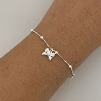 Pulseira Prata Legítima Infantil Bolinha com Pinge... - Roanne Jóias