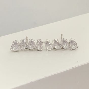 Brinco Prata Legítima 925 Gotas com Zirconia Crist... - Roanne Jóias