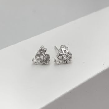 Brinco Prata Legítima 925 Love com Coraçao com Zir... - Roanne Jóias