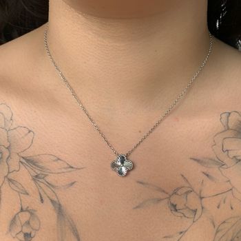 Corrente com Pingente Prata Legítima 925 Trevo 45 ... - Roanne Jóias