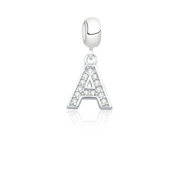 Berloques Letras Iniciais Zirconia Cristal Prata 9... - Roanne Jóias