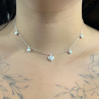 Choker Colar Prata Legítima 925 com Pingentes de C... - Roanne Jóias