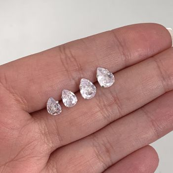 Brincos Prata Legitima 925 Duo Gota Zirconia Crist... - Roanne Jóias