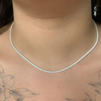 Colar Prata Legitima 925 Riviera Cristal 40cm + 5c... - Roanne Jóias