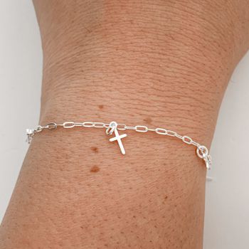 Pulseira Prata Legitima 925 5 Pingentes Cruz Lisa ... - Roanne Jóias