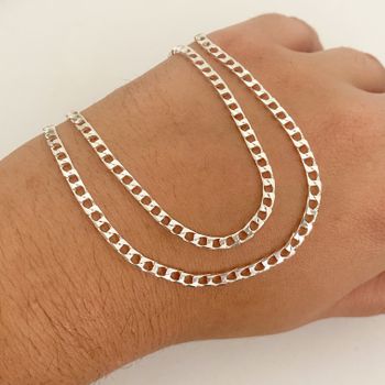 Conjunto Prata Legitima 925 Corrente e Pulseira Gr... - Roanne Jóias