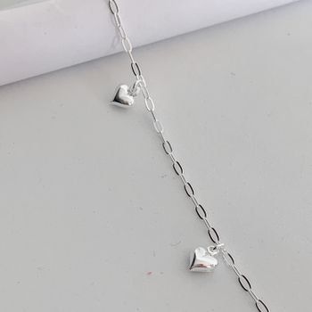 Tornozeleira Prata Legitima 925 Pingentes Coração ... - Roanne Jóias