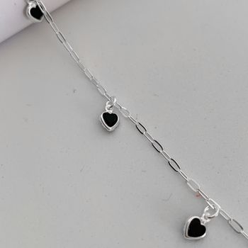 Tornozeleira Prata Legitima 925 Pingentes Coração ... - Roanne Jóias