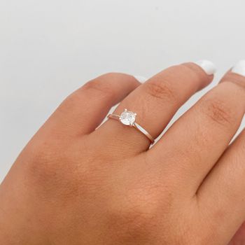 Anel Prata Legitima 925 Solitário Zirconia Cristal... - Roanne Jóias