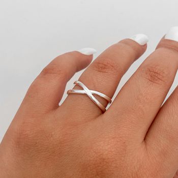 Anel Prata Legitima 925 em X Ajustável - 123456928... - Roanne Jóias