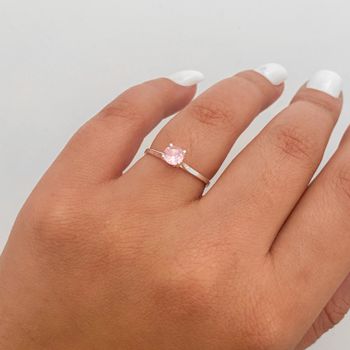 Anel Prata Legitima 925 Solitário Zirconia Rosa - ... - Roanne Jóias