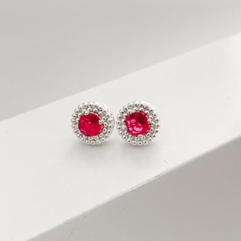 Brinco Prata Legitima 925 Zirconia Rubi com Detalh... - Roanne Jóias