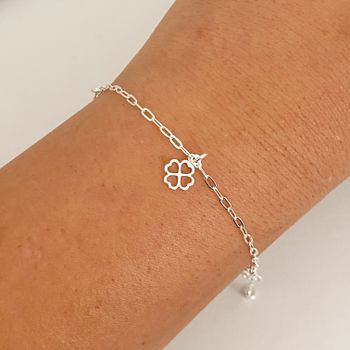 Pulseira Prata Legitima 925 com 3 Pingentes Trevo ... - Roanne Jóias