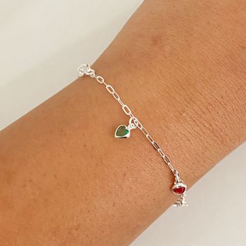 Pulseira Infantil Prata Legitima 925 Corações Colo... - Roanne Jóias