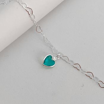 Pulseira Prata Legitima 925 Elo Coração com Zircon... - Roanne Jóias