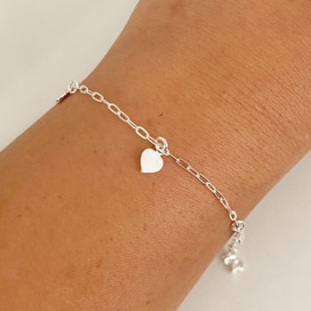 Pulseira Prata Legitima 925 5 Pingentes Coraçao Li... - Roanne Jóias
