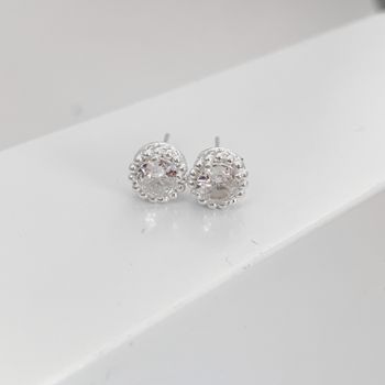 Brinco Prata Legitima 925 Zirconia Cristal Redonda... - Roanne Jóias