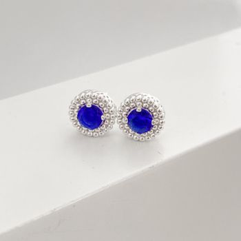 Brinco Prata Legitima 925 Zirconia Azul Escuro com... - Roanne Jóias