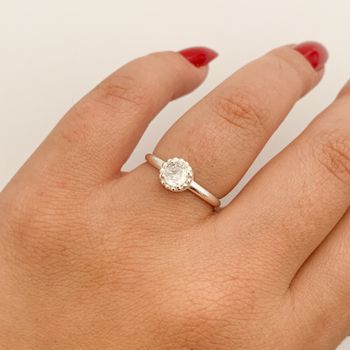 Anel Prata Legitima 925 Zirconia Cristal Redonda c... - Roanne Jóias