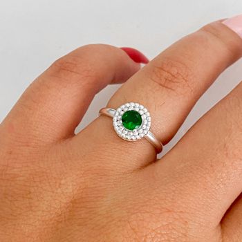 Anel Prata Legitima 925 Solitário Verde Esmeralda ... - Roanne Jóias