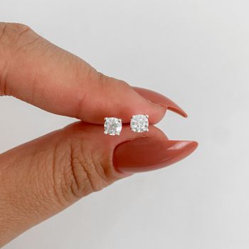 Brinco Prata Legitima 925 Moissanite 4mm - 1234569... - Roanne Jóias