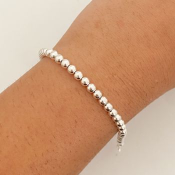 Pulseira Prata Legitima 925 Bola 4mm 5,2gr - 12345... - Roanne Jóias