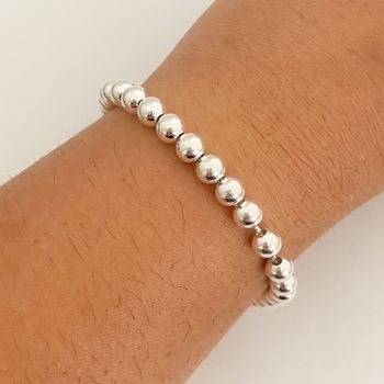 Pulseira Prata Legitima 925 Bolas 6 milimetros - 1... - Roanne Jóias
