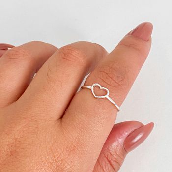 Anel Prata Legitima 925 Coração Vazado - 123456932... - Roanne Jóias