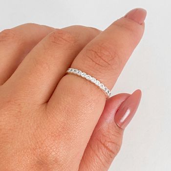 Anel Prata Legitima 925 Bolinha com Zirconia Crist... - Roanne Jóias