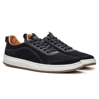 Sapatênis Masculino Zepellin Nobuck Preto/Nylon Preto Samello - SAMELLO