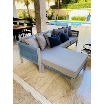 Sofá com chaise Meliá em corda náutica - SANTAMARIA DESIGN E MOVELARIA