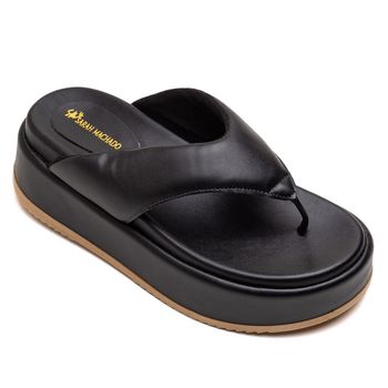 Papete Plataforma Feminina Asa Delta Preto Isadora - Sarah Machado Shoes