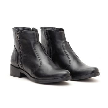 Bota Couro Legítimo Feminina Cano Curto Preto Zoe - Sarah Machado Shoes