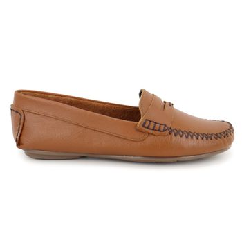 Mocassim Feminino De Couro Flora Whisky - Sarah Machado Shoes