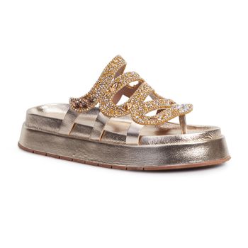 Sandália FlatForm Flora Ouro - Sarah Machado Shoes
