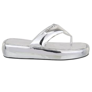 Sandália Papete Tamanco Prata Verniz Helena - Sarah Machado Shoes