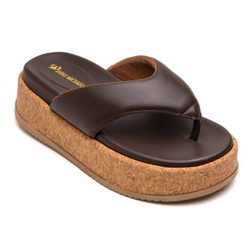 Papete Plataforma Feminina Asa Delta Cortiça/Café ... - Sarah Machado Shoes